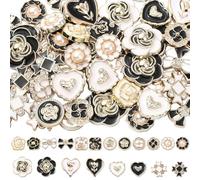 SOFPLATE 20 Stile 80 Pezzi Fiore Flatback Charms Cabochon A Forma di Cuore In Massa Piccoli FiocCHIs In Resina Perla Rosa Nero Bianco Decoden Charms Smaltati per Creazione di Gioielli Collana Braccial