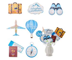 SOFPLATE 21 pz 7 stili Topper per Torta Da Viaggio Decorazioni per Torte A Tema Viaggio Carta Sfusa Valigia Globo Mappa Aereo Intorno Al Mondo Decorazioni per Compleanno Matrimonio Cupcake Festa Centr