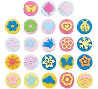 SOFPLATE 24 pz 24 stili Eva Spugne per Pittura Kit Timbro Vernice 4cm Doppio Lato Forme Assortite Animali Fiore Cuore Fiocco di Neve Schiuma Strumento di Disegno Arte Timbri Spugna per Apprendimento F