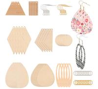 SOFPLATE 280 pz 8 forme Orecchini In Legno Grezzo Sfuso Kit per La Creazione di Orecchini Pendenti In Legno A Forma di Lacrima Rettangolo Rombo Ritaglio Bohémien Ciondoli Vuoti con Gancio Ad Anello di