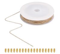 SOFPLATE 30 piede/9 m 1.5mm Catena A Sfere In Oro Rotolo Catene per Targhette per Cani Piccole Perline Rotonde Sfaccettate In Ottone Saldato Estensione Perline In Metlega Connettori per La Creazione d