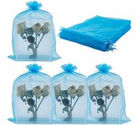 SOFPLATE 30 pz 12x16 Pollici Extra Large Sacchetti Regalo in Rete con Coulisse Grande Blu Organza Regalo Borsa Grande Blu Cielo Profondo Gioielli imballaggio Borse per barattoli Caramelle Trucco