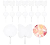 SOFPLATE 30 pz Ventaglio di Carta Bianco Ventaglio Da Chiesa Ventaglio Rotondo A Forma di Farfalla con Doppia Faccia Disegno Cartoncino Bianco Ventaglio Vuoto In Plastica per Pittura Artigianato Fai D