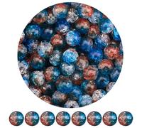SOFPLATE 300 pz Perline Blu Screpolate 8mm Perlina di CristAllos Acrilico Rotondo Trasparente Screpolato Perlina Sciolta Piccola Palla Liscia Perline Distanziatrici di CristAllos per La Creazione di G