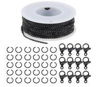 SOFPLATE 33 piede/10 m 3 x 2mm Catena Nera Catena Sfusa Kit per La Creazione di Gioielli con Anelli di Congiunzione 304 maglie Cubane In Acciaio Inossidabile Rotolo di Connettori Accessori per Gioiell