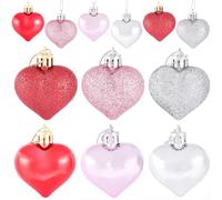 SOFPLATE 36 pz. Ornamenti A Forma di Cuore per San valentinos Decorazioni A Forma di Cuore Rosso Rosa Argento Romantiche Palline 3D con Glitter Finitura Opaca Lucida Ornamenti Da Appendere per San val