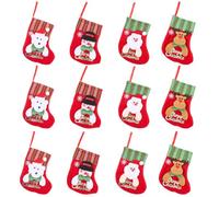 SOFPLATE 4 Stili 12 Pezzi Mini Calze di Natale Calze di Natale Appese 3D Peluche Babbo Natale Pupazzo di Neve Renna Orso Decorazioni per Decorazioni per La Casa Ornamenti per Alberi Forniture per Bomb