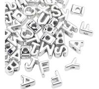 SOFPLATE 50 pz Perline A Forma di Lettera Perline Acriliche Argentate Dell'Alfabeto In Massa Stili Casuali Distanziatori di Lettere In Plastica Opachi Lisci e Lucidi per La Creazione di Gioielli Risul
