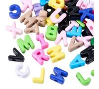SOFPLATE 50 pz Stili Casuali Perline A Forma di Lettera Alfabeto Perline Acriliche Sfuse Plastica Opaca Colorata Distanziatori di Lettere Dei Cartoni Animati per La Creazione di Gioielli Risultati Fai