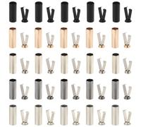 SOFPLATE 50 set di 5 punte per Lacci Dellse Scarpe Color Oro Aghi per Lacci Dellse Scarpe In Metlega Teste In Lega Nera Colonne per Tubi Piccoli Tappi Terminali di Ricambio Connettori per Fibbie di Pr