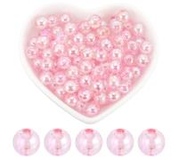 SOFPLATE 500 Pezzo di Perle Rosa da 8mm Perline di CristAllos Rotonde per San valentinoss Colore AB Placcato in Colore AB Bolle Trasparenti Acrilico Perline Sciolte Artigianali per Braccialetti Orecc