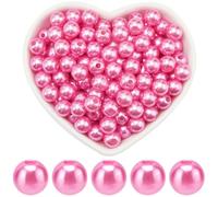 SOFPLATE 500 pz 8mm Perle Rosa Perle Acriliche Perle Rotonde Sciolte Perle con Foro Perle Artigianali Perline Distanziatrici per Gioielli Accessori Fai Da Te Collane Bracciali Orecchini Anelli riempir