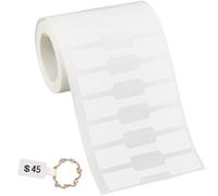 SOFPLATE 500 pz Etichette Adesive per Gioielli Etichette per Prezzi Adesivi Rotolo di Carta Kraft Bianco Rettangolare Identificare Appendere Nome Etichette Adesive Personalizzate per Collane Bracciale