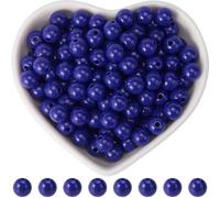 SOFPLATE 500 pz Perline Acriliche Blu 8mm Perline Rotonde Opache Piccole Lisce Gioielli Blu Bubblegum Palla Distanziatrice Perlina Sciolta per La Creazione di Gioielli Bracciali Collane Orecchini Forn