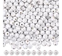 SOFPLATE 500 pz Perline Rotonde A Croce Da 8mm Perline Acriliche Argentate Croci Pasquali MoDellso Crocifisso Palla Bianca Distanziatore Allentato per Bracciale Orecchini Collana Pendenti Creazione di