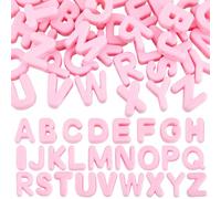 SOFPLATE 52 pz. Perline A Forma di Alfabeto Dalla A Alla Z Grandi Perline Rosa con Foro Grande In Acrilico Opaco 26 lettere Maiuscole Distanziatori A Bolla per Portachiavi Ciondoli per Borse Catene pe