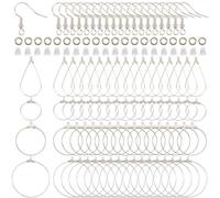 SOFPLATE 520 pz Orecchini A Cerchio di Perline Orecchino In Argento Forniture Kit per Orecchie A Goccia Rotonde In Ottone con Anelli di Salto Aperti Componenti per Gioielli Fai Da Te Creazione di Acce