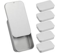 SOFPLATE 6 pz 3 x 2 x 0.6 pollici Scatola di Latta con Coperchio Scorrevole Contenitori In Metlega Argento Piccolo Mini Vuoto Rettangolare Coperchio di Latta Contenitore di Stoccaggio con Cerniera per