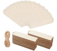 SOFPLATE 60 pz 4.7x1.3 pollici Segnalibri In Legno Vuoto Etichette Regalo In Legno Vuoto Etichette con 39.4 piedi/12 m di Corda di Iuta Kit Segnalibro In Legno Non Rifinito per Pittura Colorazione Seg