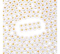 SOFPLATE 600 pz Perline Acriliche A Forma di Cuore Bianco Amore Perline Rotonde 4x7mm Mini Plastica Oro Ciondoli A Forma di Cuore Disco Piatto Perline Sciolte Distanziatrici per Braccialetti Perline C