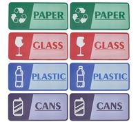 SOFPLATE 8 pezzo 4 stili Adesivi per La Raccolta Differenziata per Bidoni Della Spazzatura Adesivi per La Raccolta Differenziata In PVC Autoadesivi Impermeabili Carta Plastica Vetro Lattine Segnali pe