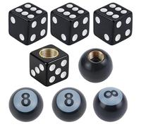 SOFPLATE 8 pz 2 Stili di Tappi per Valvole Pneumatici A Dadi 8 Tappi per Valvole Pneumatici A Sfera Neri Universali con Anima in Rame Antipolvere e Resistente alla Corrosione per Auto SUV Bici Camion
