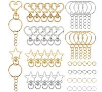 SOFPLATE 80 pz 20 set 4 stili Graziosi Portachiavi A Forma di Stella Portachiavi A Forma di Cuore Moschettone Girevole Portachiavi Diviso con Anelli di Congiunzione per Accessori per La Creazione di G