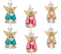 SOFPLATE 9 pz 3 colori Perline Angelo Ornamento Kit Perline di Vetro Pendenti Ciondoli Colorati Cristlega Fata Pendenti Ciondoli Accessori per Gioielli Festa di Natale Albero Fai Da Te Creazione Artig
