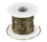 SOFPLATE Catena per Graffette In Ottone Da 10 m/32.8 piedi Catena per Cavi In Bronzo Bobina Piatta Ovale Allungata Da 7.6x2.6mm Connettore per Graffette Saldato Rotolo di Maglie Accessori per La Creaz