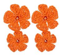 SOFPLATE Orecchini pendenti a forma di fiore di rafia arancione con margherita floreale doppi fiori bohémien rafia paglia avvolta orecchini pendenti da donna estivi tropicali spiaggia Boho gioielli