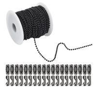 SOFPLATE Rotolo di Catena A Sfere Da 65.6 piede/20 m Catena A Sfere con Perline Da 2.4mm con 40 connettori In Ottone Catena A Maglie con Perline Rotonde In Ferro Accessori per Collane con Targhetta pe