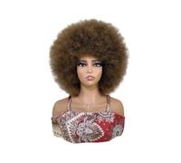 Soft Afro Wig 70s for Women Kinky Curly Hair Wigs with Bangs Bouncy Puff Synthetic Daily Party Use Extension per Capelli(Brown)