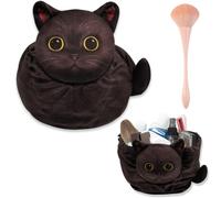 Soft Cat Shaped Drawstring Makeup Bag,Cute Cat Cosmetic Bags for Women,Funny Feline Toiletry Bag Storage Organizer