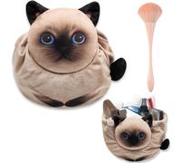 Soft Cat Shaped Drawstring Makeup Bag,Cute Cat Cosmetic Bags for Women,Funny Feline Toiletry Bag Storage Organizer