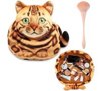 Soft Cat Shaped Drawstring Makeup Bag,Cute Cat Cosmetic Bags for Women,Funny Feline Toiletry Bag Storage Organizer