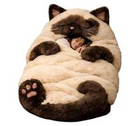 Soft Cat Sleeping Bag for Human, Adorable Cat Sleeping Bag for Humans, Plush Cats Envelope Sleep Bag for Camping, for Camping, Sleepovers and Home Lounging (#A)