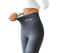 Soft Clouds Fleece Leggings for Women Winter - Casual High Waist Warm Pants (B-Dark Grey,M)