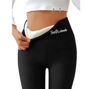 Soft Clouds Fleece Leggings, Soft Casual Elastic High Waisted Thermal Baselayer Pants Tummy Control Legging (M,Black)
