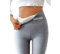 Soft Clouds Fleece Lined Leggings For Women Winter With Pockets Water Resistant High Waisted Thermal Hiking (Grey, Medium)