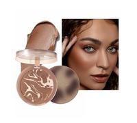 Soft Contour Powder Mousse Bronze Contour Powder Palette Silky Easily Blending Facial Shadow Makeup Powder Body & Face 3D Paste-Like Bronzer Grooming Long-Lasting (BR02#, Large)