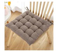 Soft Corduroy Non-Slip Tufted Seat Cushion for Desk Chairs Kitchen Dining Plush Ties, Durable Stitching, Breathable Comfort(Light brown,40 * 40cm)