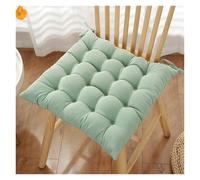 Soft Corduroy Non-Slip Tufted Seat Cushion for Desk Chairs Kitchen Dining Plush Ties, Durable Stitching, Breathable Comfort(Light green,40 * 40cm)