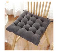 Soft Corduroy Non-Slip Tufted Seat Cushion for Desk Chairs Kitchen Dining Plush Ties, Durable Stitching, Breathable Comfort(Gray,50 * 50cm)