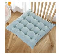 Soft Corduroy Non-Slip Tufted Seat Cushion for Desk Chairs Kitchen Dining Plush Ties, Durable Stitching, Breathable Comfort(Light blue,50 * 50cm)
