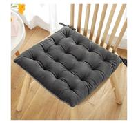 Soft Corduroy Non-Slip Tufted Seat Cushion for Desk Chairs Kitchen Dining Plush Ties, Durable Stitching, Breathable Comfort(Dark gray,40 * 40cm)