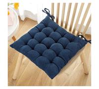 Soft Corduroy Non-Slip Tufted Seat Cushion for Desk Chairs Kitchen Dining Plush Ties, Durable Stitching, Breathable Comfort(Dark blue,50 * 50cm)