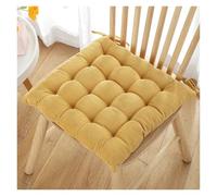 Soft Corduroy Non-Slip Tufted Seat Cushion for Desk Chairs Kitchen Dining Plush Ties, Durable Stitching, Breathable Comfort(Yellow,45 * 45cm)