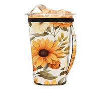 Soft Daisy Dreams - Manicotto riutilizzabile per caffè freddo con manico, portabicchieri isolato in neoprene per bevande fredde, tazza da caffè accogliente, adatta a tazze, bicchieri, tazze da 510-907