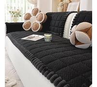 Soft Flannel Couch Cover, Sofa Blanket Bolster Couch Cover, Universale Antiscivolo AntiGraffio Gatto Cani Fodera per Divano, Copridivani Soggiorno(Black,105x105)