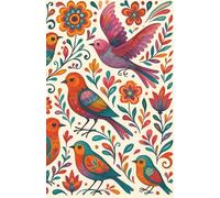 Soft Folk Birds: Notebook with charming bird illustrations and delicate floral folk art motifs.